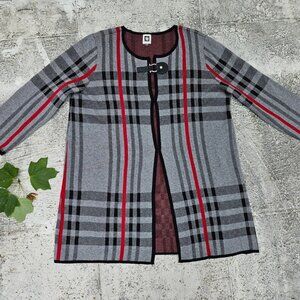 Anne klein Women Sweater Cardigans Long Sleeve Multi Color Plaid Size 1X